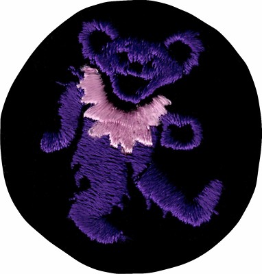 Patch - Dark Purple Dancing Bear Hippie Hippy 1960s Round Sew Iron On ...