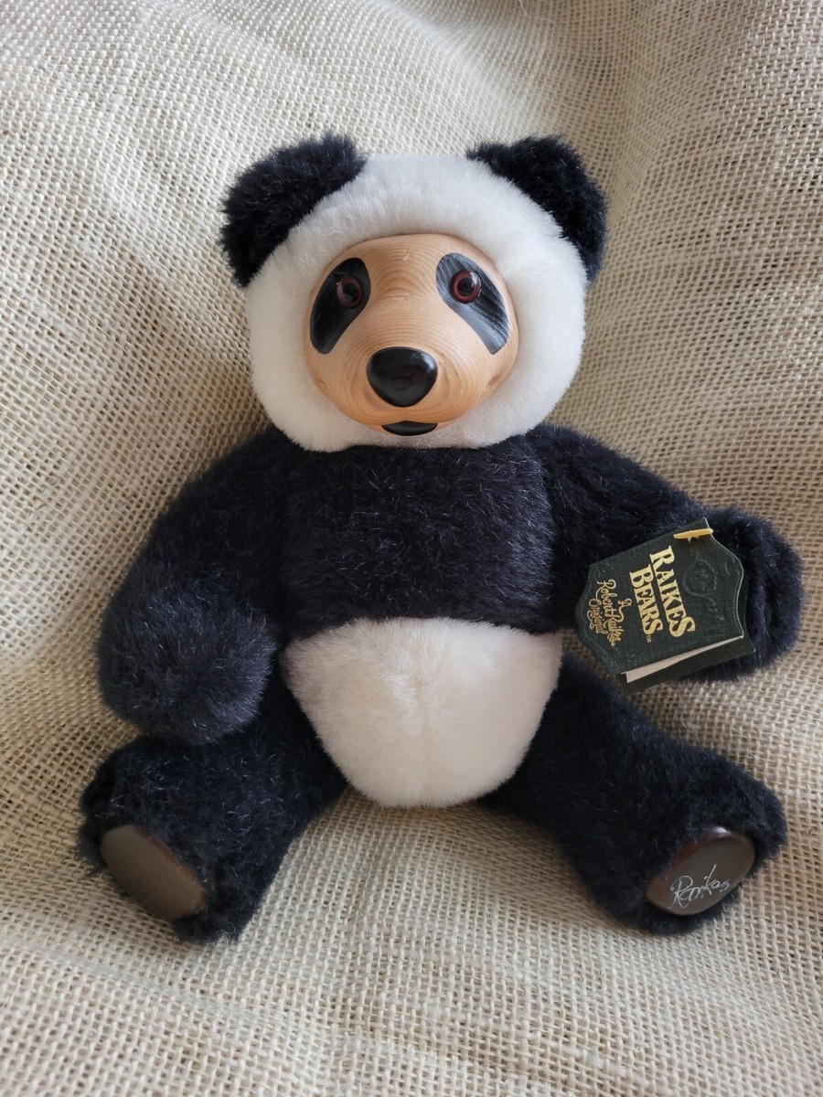 Robert Raikes Bears Vintage Panda Wooden Face and Feet Signed W