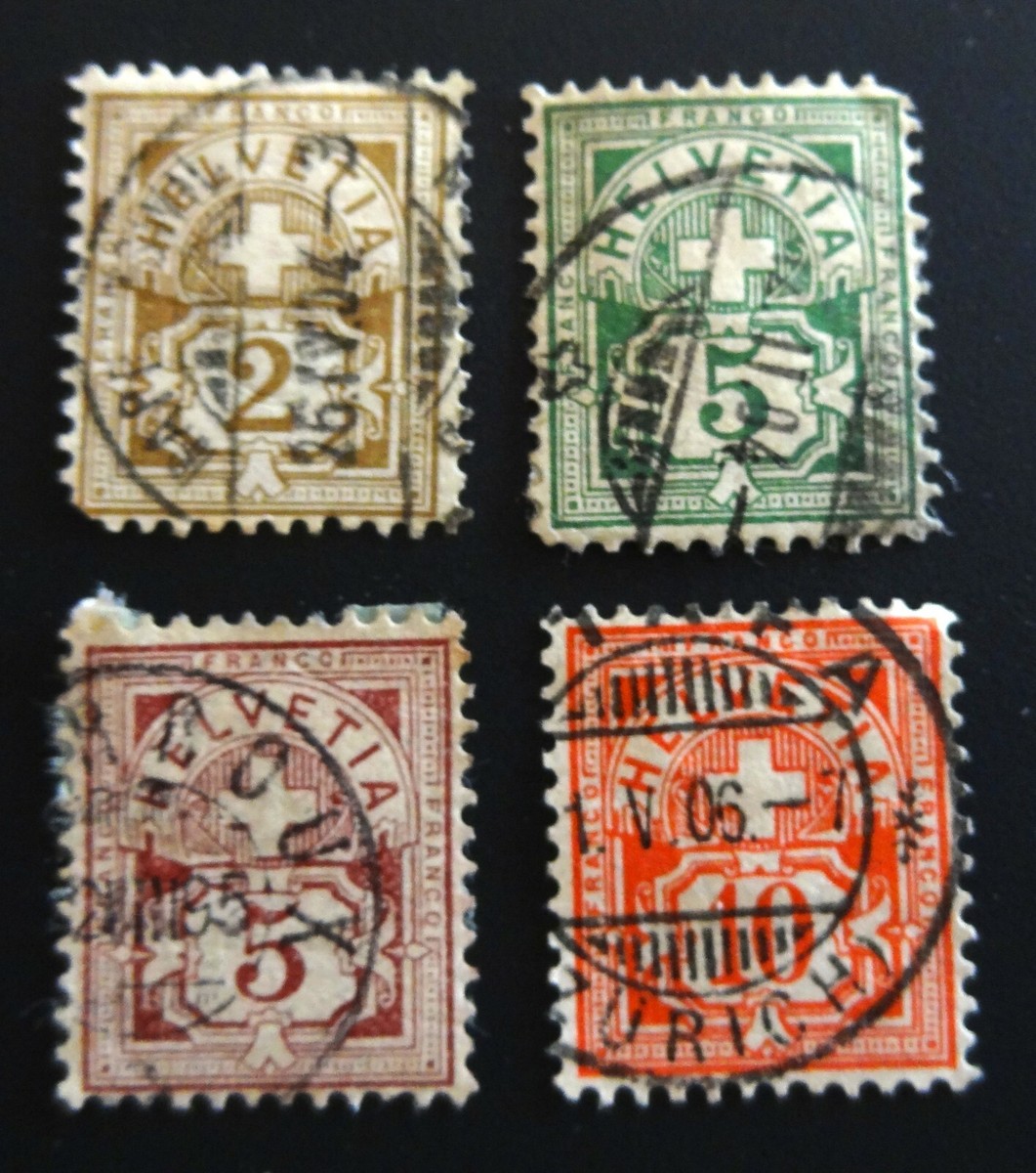 SWITZERLAND 69, 71-73 NUMERAL STAMPS USED (SEE DESCRIPTION