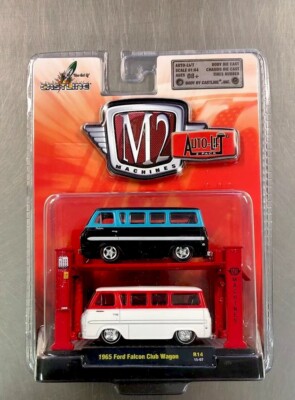 M2 MACHINES CASTLINE AUTO-LIFT 2 PACK 1965 FORD FALCON CLUB WAGON 1:64 FREE SHIP
