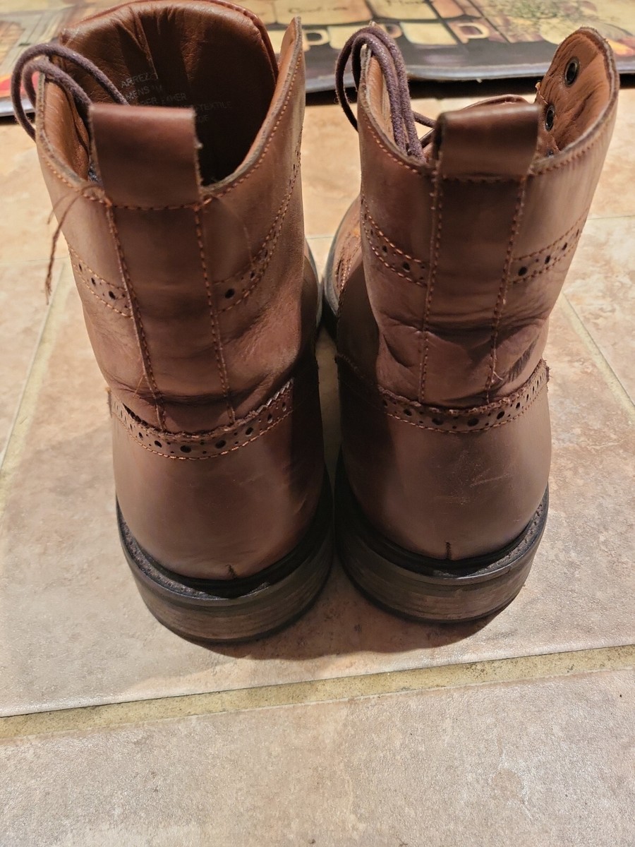 Men SAKS FIFTH AVENUE Leather Tie Up Wing Tip Ankle Boots  display picture 3