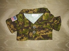 Build A Bear Workshop Camofluage Shirt US Flag Army Military USA United...
