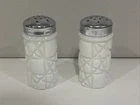 Vintage 1960's Fenton Milk Glass MCM Block And Star Salt & Pepper Shakers 3”