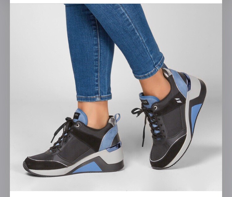 skechers million air up there wedge heel trainers