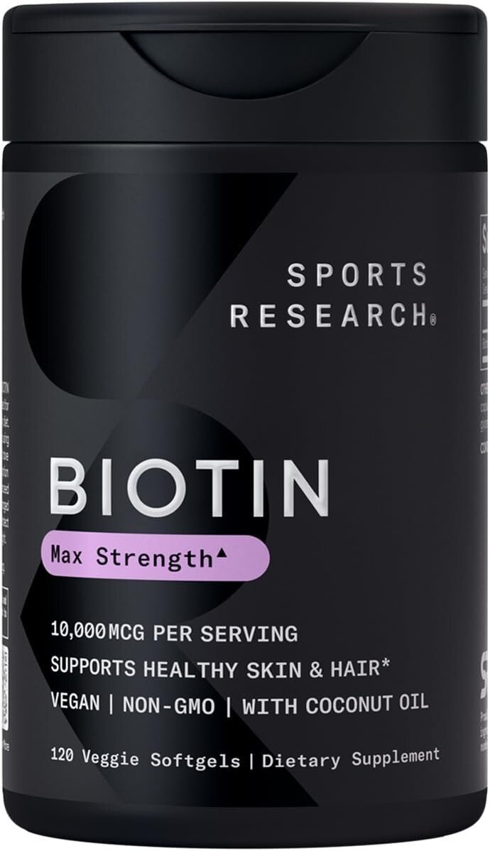 Vegan Biotin 10,000mcg with Coconut Oil - Max Strength Biotin Vitamin B7