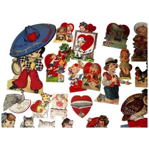 Vintage 30er Jahre Valentinstag Karten Sammlung Papier mechanisch sortiert 25 - Bild 10 von 23