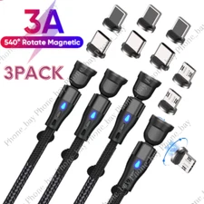 540° Rotate Magnetic Phone Charger Charging Cable For Micro USB/Type C/ iPhone