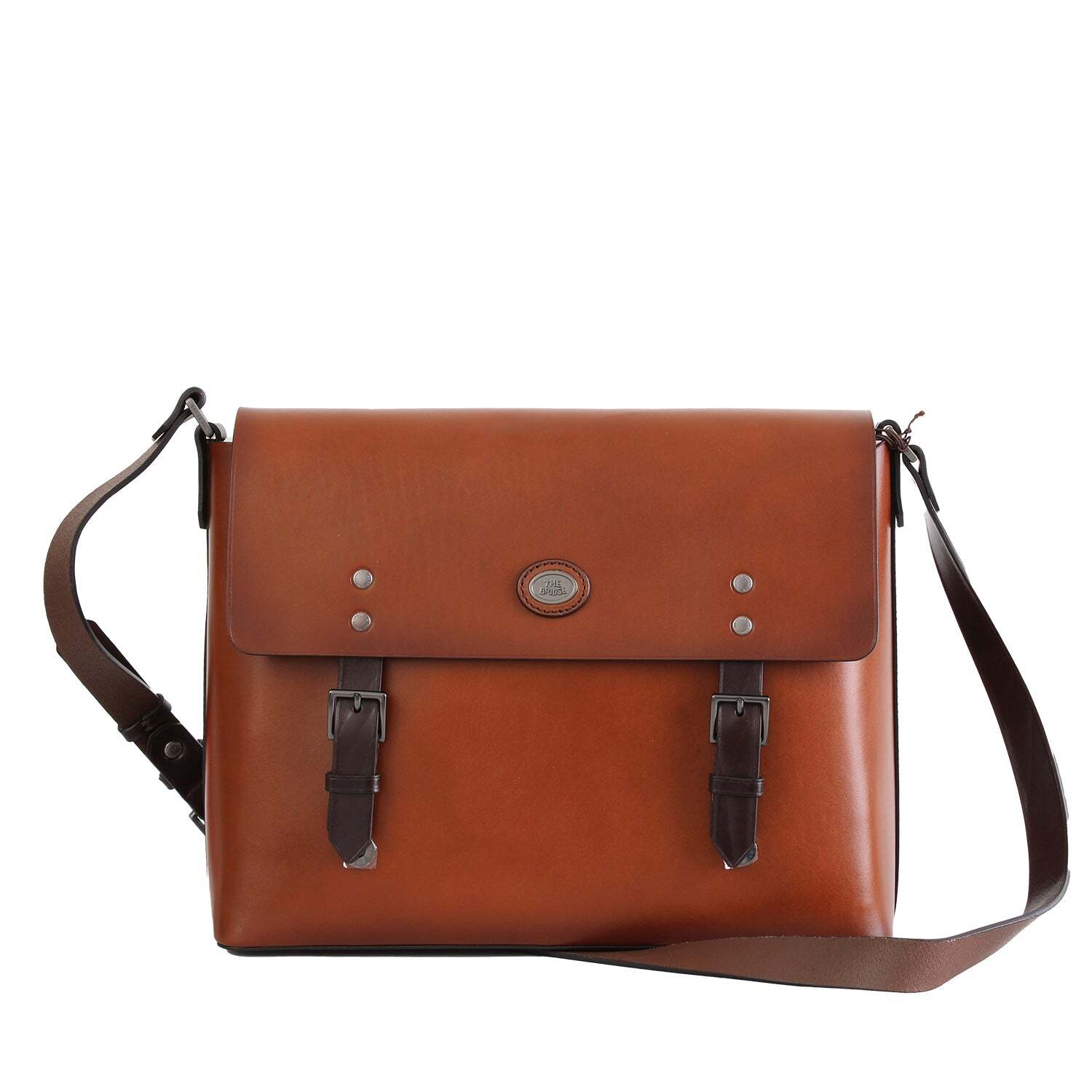 The Bridge Messenger 053631Au – Borsa A Tracolla In Vera Pelle Brandy, Made In Italy