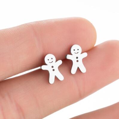 2pairs stainless steel Ginger Bread earrings, 4 colors Jewelry Wholesale FJS196