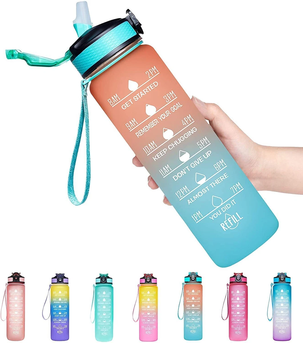 Unbreakable Silicone Water Bottle 1 litres with Motivational Time