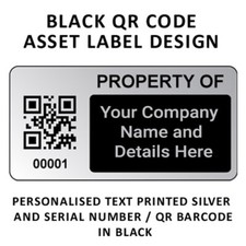 Custom Security QR Barcode Asset Tag Labels - 50mm x 25mm Silver Void Labels