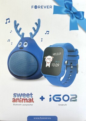 forever iGo 2 Kinder Smartwatch JW-150 + Bluetooth Lautsprecher Blau-oder Lachs
