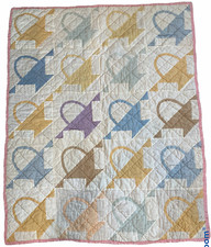1930 Quilt Basket Quilt Two sided 43" x 55" Lap Size Hand Quilted Vintage