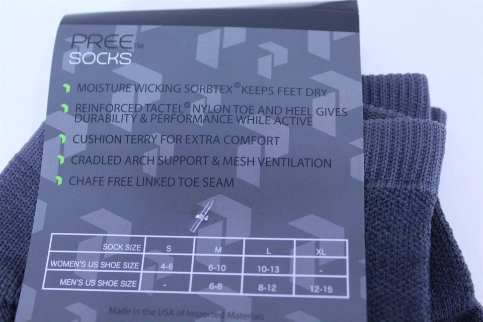 Pree Moisture Wicking Low-Cut Socks Arch Compress Mens XL (12-15) 2 Pairs Grey - Image 4 of 4