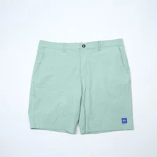 Guy Harvey Mens Hybrid Flat Front Heathered Shorts Granite Green Size 36 2630