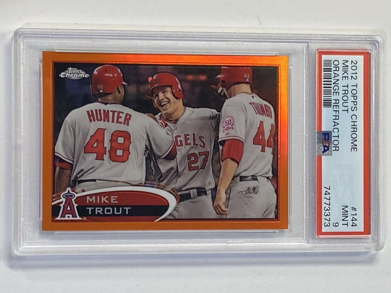 MIKE TROUT 2012 Topps Chrome #144 Orange Refractor Angels PSA 9