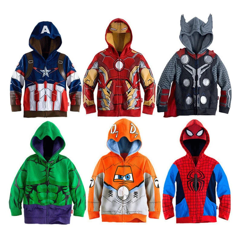 Kids Boys Marvel Superhero Clothes Hoodies Sweatshirt Zipper Hoody Jacket Coats