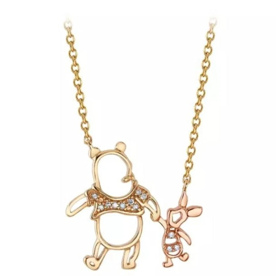 Colgante redondo de 0,35 quilates con diamantes simulados y lechones chapado en oro de dos tonos de 14 K Foto 4 de 4