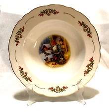 OLD FASHIONED CHRISTMAS By Christineholm Porcelain 8 5/8" Soup Rim Bowl Gnomes