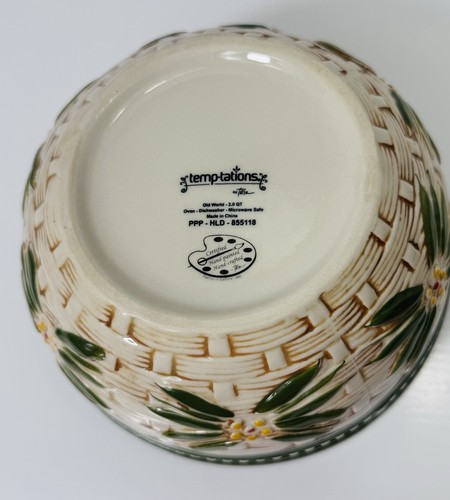Temptations Old World Basket weave Floral Design 2 Qt Baking Serving Bowl - Picture 5 of 5