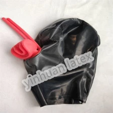 Handmade Latex Hood Mask Long Nose Tube Back Zip Hallowen Cosplay Costume