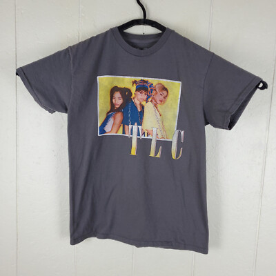 TLC Shirt Mens Medium Gray Graphic Crew Neck Short Sleeve Stretch Pullover