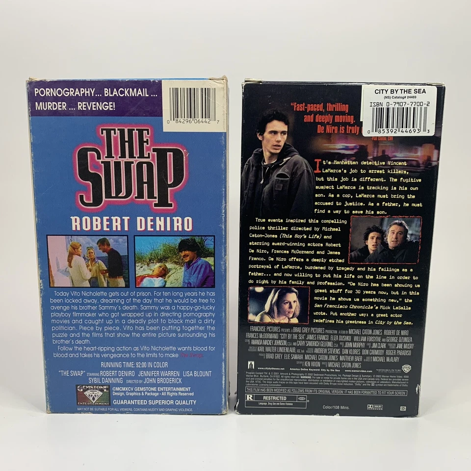 ROBERT DENIRO 2 VHS Tape Lot - The Swap & City By The Sea - Imagem 2 de 4