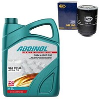 MotoröL Set 0W-30 Addinol 5 Liter + ÖLfilter SM 108 FüR Audi Seat VW Passat 1.9
