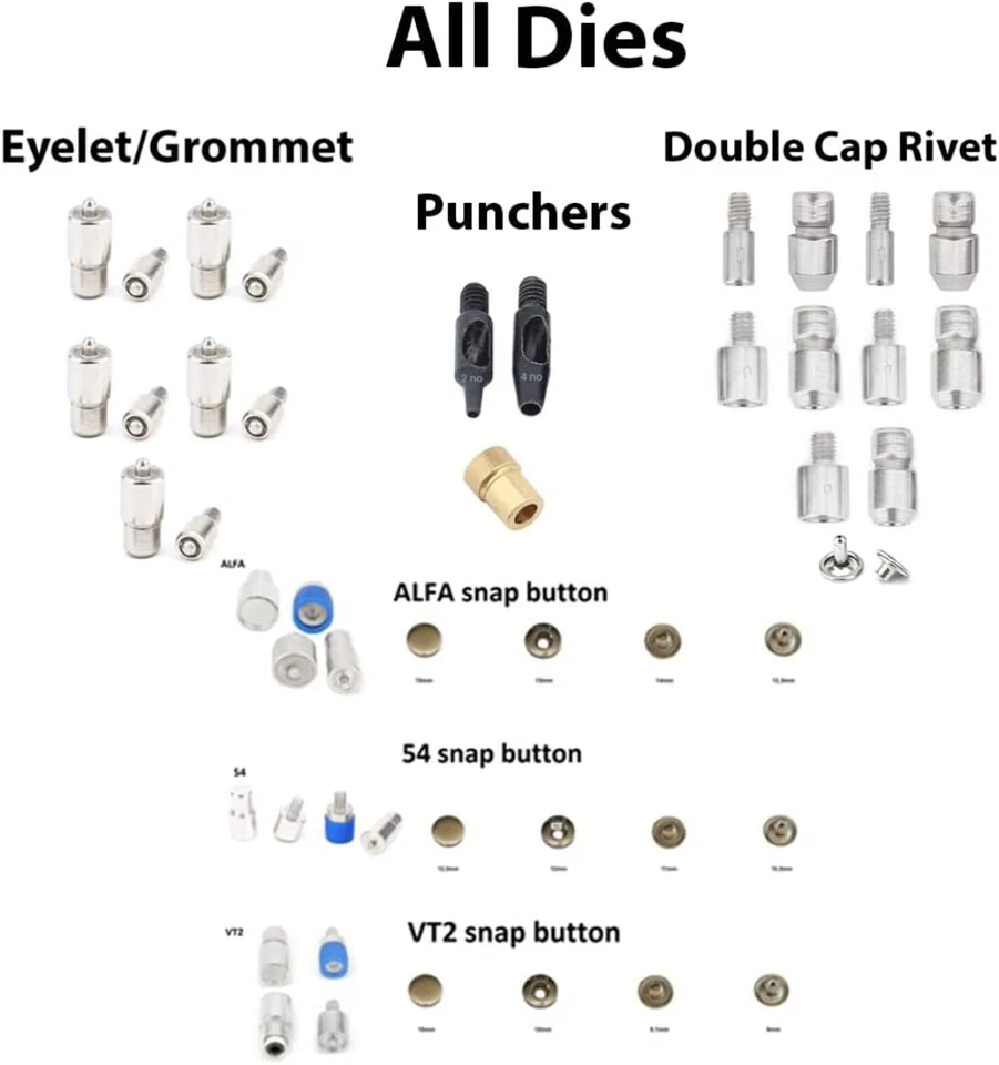 Snap Button Fastener, Rivet, Eyelet, Grommet Hand Press Machine with Setting Die - Image 2 of 4