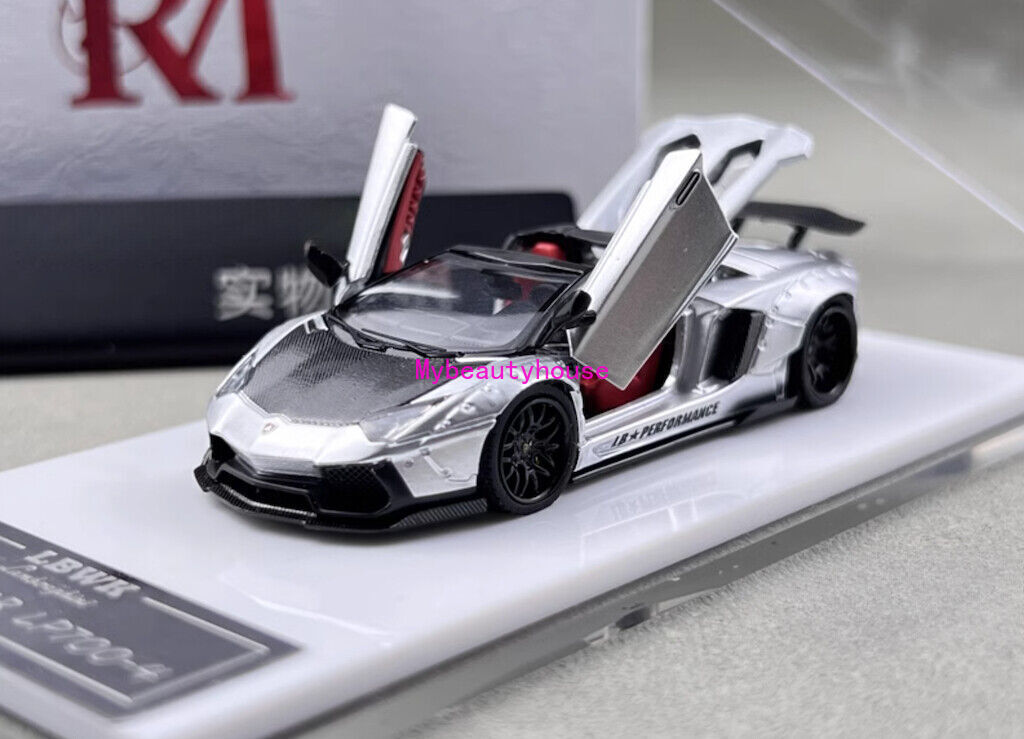 RM 1:64 Silver Aventador LP700-4  Sports Model Diecast Metal Car