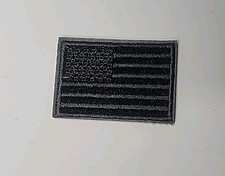 Mini American Flag Embroidered Patch Iron On 1"  1-1/2" Black / Grey
