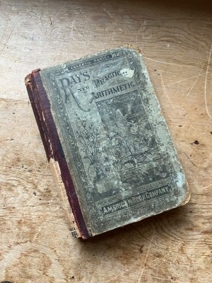 1877 Rays New Practical Arithemic with FOLK ART STAG DRAWING!