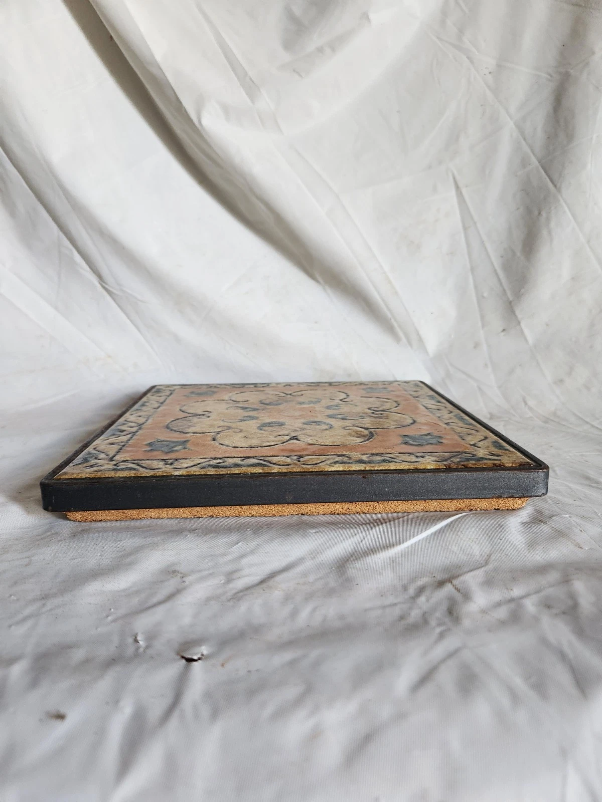 Vintage Mirasol Ceramic Tile Trivet Cork Back Italian Art Hot Plate Monterey CA - product detail image 9