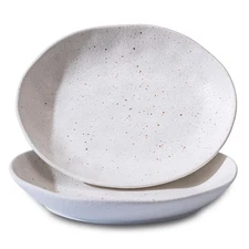 Handcrafted Ceramic Plates Set of 2, Pasta Bowls | 10'' Serving Bowls for Ent...
