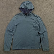 John Varvatos Hoodie Mens Medium Knit Cotton Stitch Lightweight Blue Grunge