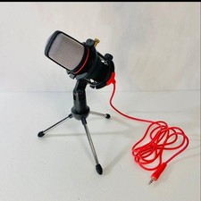Condenser Microphone with Mini Tripod Stand, 3.5mm, Black  Red, Used