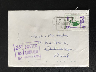 GB 1987 WIRRAL SCOUT POST 10p ON COVER WITH 23p TO PAY CACHET TO CHATTERBRIDGE