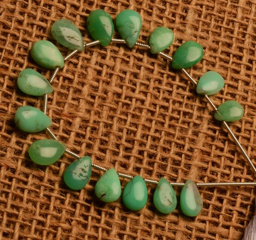 Natural Chrysoprase Gemstone 11x8 mm Size Smooth Pear Shape Beads 5" Strand - Picture 8 of 11