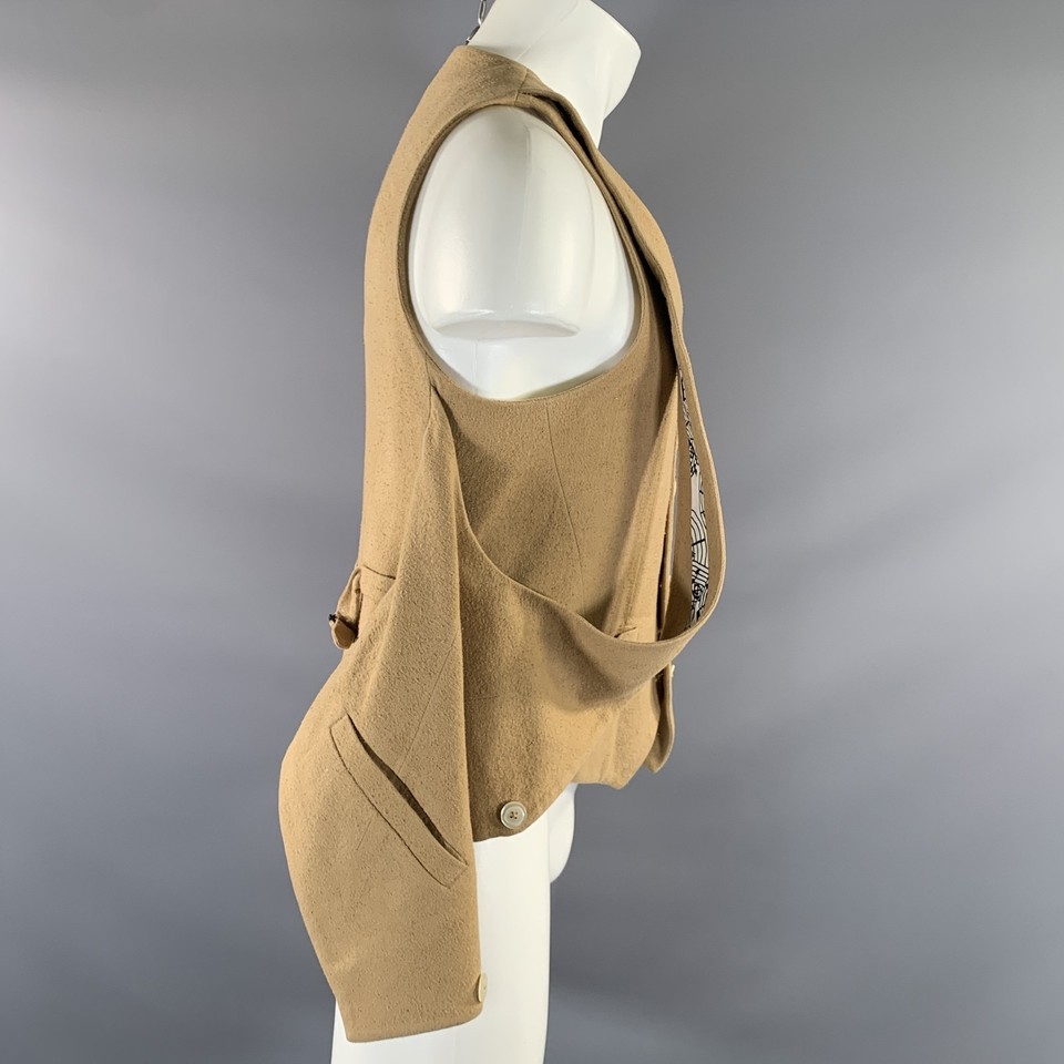 Check Amount NUMBER (N)INE Size M Khaki Textured Cotton & Silk Double Layer Vest ...