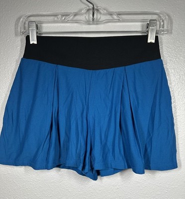 Be Up Athletic Shorts Womens Medium Blue Black Active Lined Running Pleated Yoga