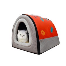 Cat Bed or Dog Bed,2 Ways to Use,Indoor Pet House with Fluffy Mat,Removable a...