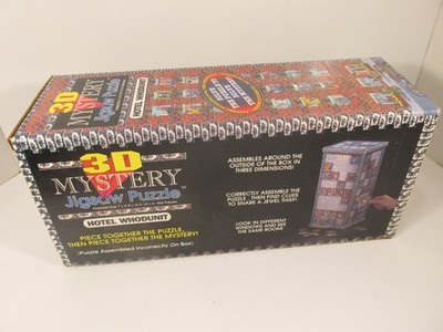 Vintage 1989 Buffalo Games 3D Mystery Jigsaw Puzzle Hotel Whodunit 504pc Box
