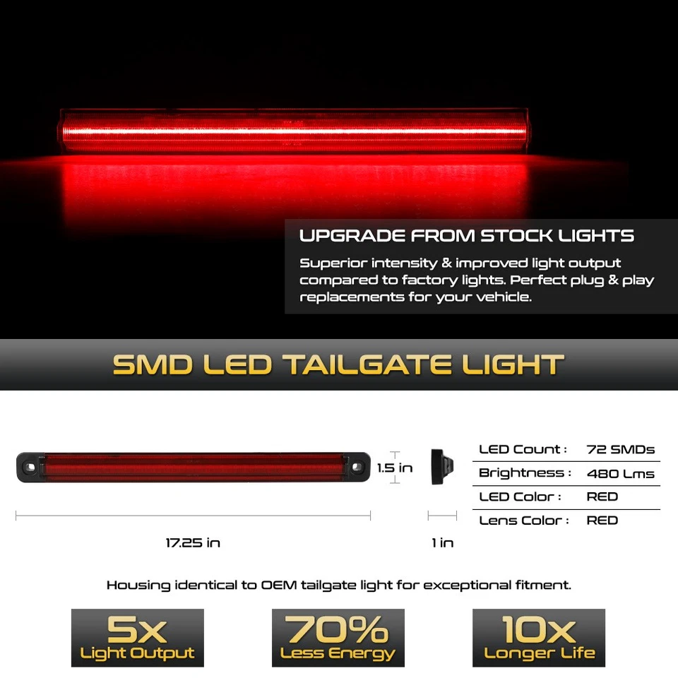 LED Dually Tail Gate Braking Light Lamp For 1999-2016 F250 F350 F450 F550 DRW Foto 2 de 4