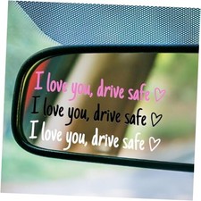 3Pcs I Love You Drive Safe Mirror Sticker, Cute Car Decal Blackwhitepink-3pcs