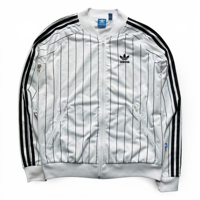 Adidas Retro Trainingsjacke Trackjacket Weiß Schwarz Gestreift Damen Size M