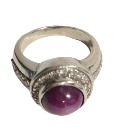 14k White Gold 2.5ct Cabochon Star Ruby Solitaire… - image 6