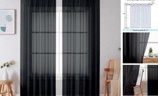 Sheer Curtains 84 Inches Long, Light Filtering 59"W x 84"L Pack of 2 Black