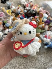 Hello Kitty Handmade Crochet Keychain Bag Charm Holiday Gift New