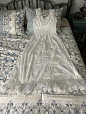 Vtg Luxite Holeproof 60s Romantic Sheer Ivory Nightgown Lace Insets Bridal Sz 36