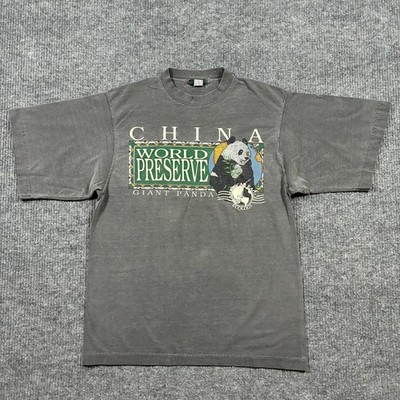 Vintage 90s American Eagle Panda China World Preserve Graphic Tee XL Gray